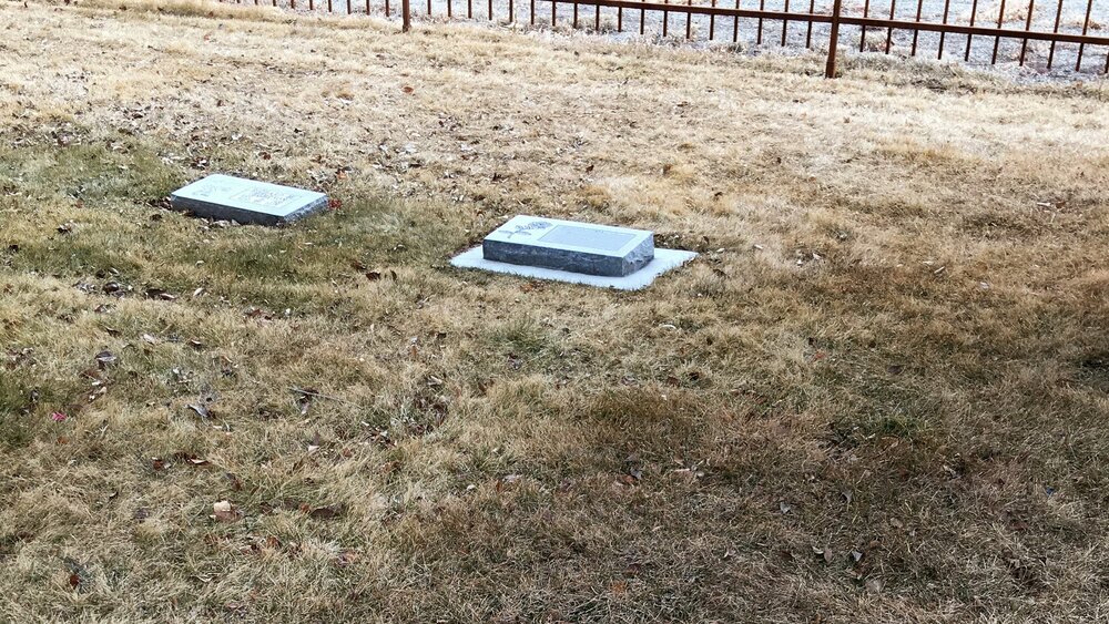 Flat headstone in a cemetery